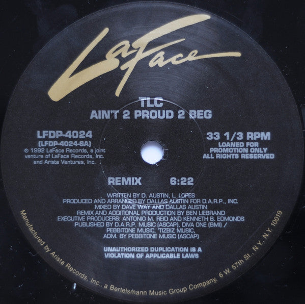 TLC : Ain't 2 Proud 2 Beg (Ben Liebrand Remixes) (12", Promo)