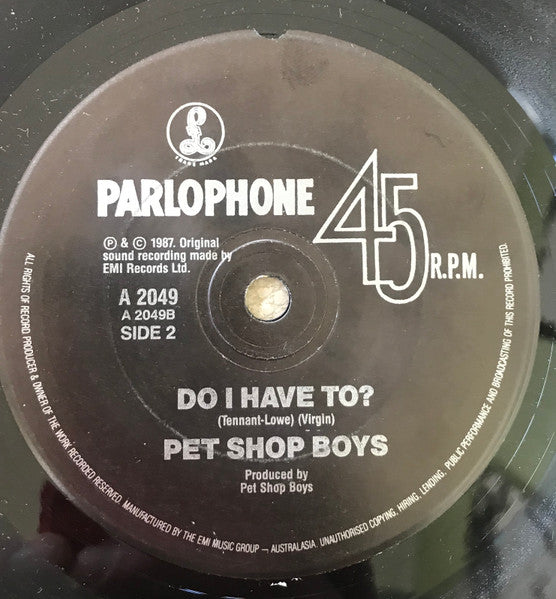 Pet Shop Boys : Always On My Mind (7", Single)