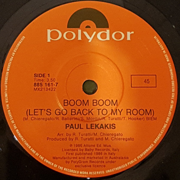 Paul Lekakis : Boom Boom (Let&#39;s Go Back To My Room) (7&quot;, Single)