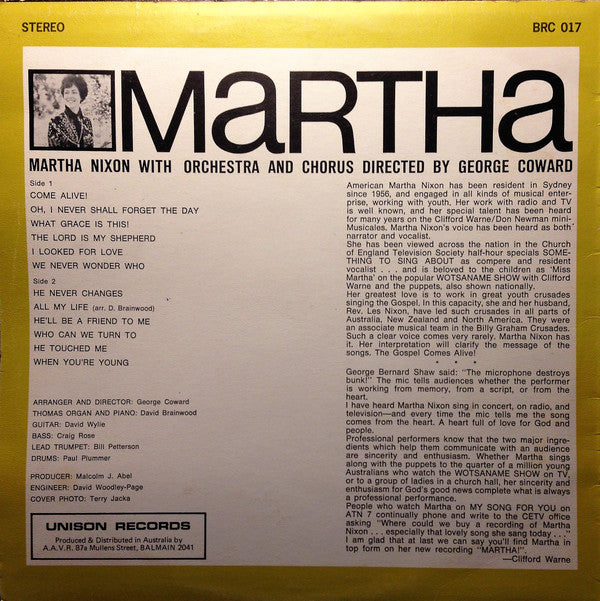 Martha Nixon : Martha (LP, Album)