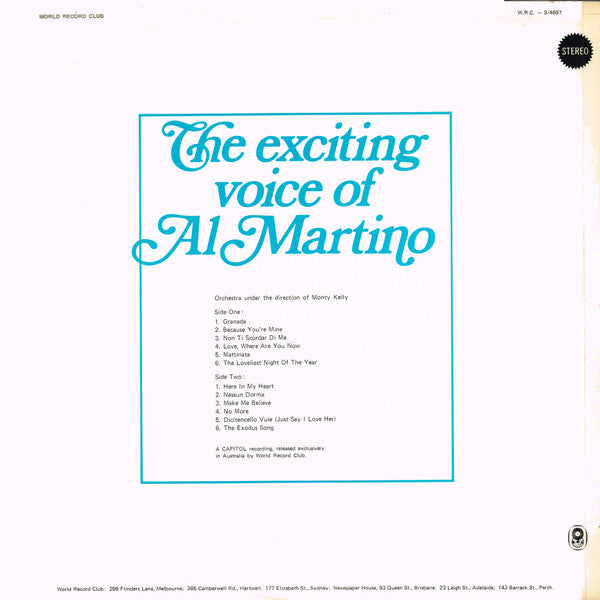 Al Martino : The Exciting Voice Of Al Martino (LP, Album, Club)