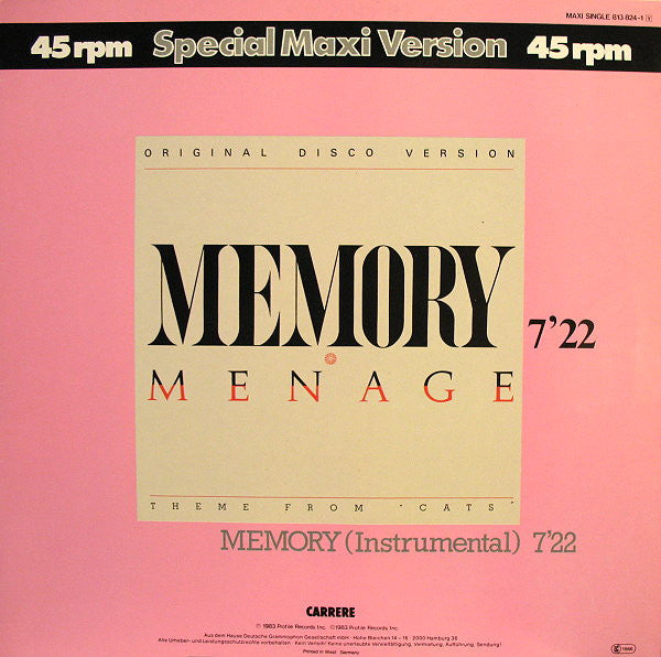 Menage (2) : Memory (12&quot;, Maxi)