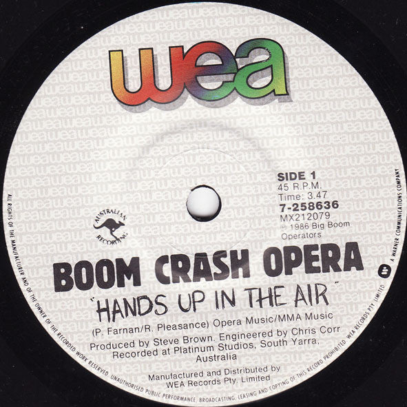 Boom Crash Opera : Hands Up In The Air (7", Single)