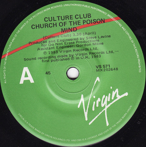 Culture Club : Church Of The Poison Mind (7", Single)