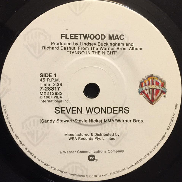 Fleetwood Mac : Seven Wonders (7", Single)