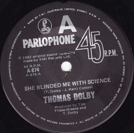 Thomas Dolby : She Blinded Me With Science (7&quot;, Single)