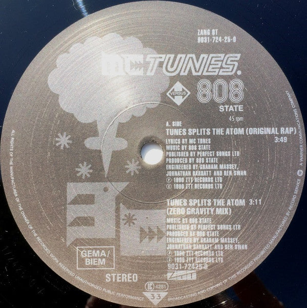 MC Tunes Versus 808 State : Tunes Splits The Atom (12", Single)