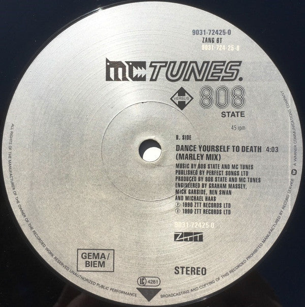 MC Tunes Versus 808 State : Tunes Splits The Atom (12", Single)