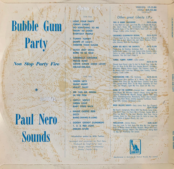 The Paul Nero Sounds : Pure Bubble Gum (LP, Album)