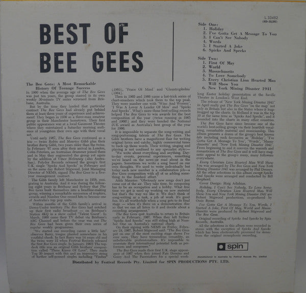 Bee Gees : Best of Bee Gees (LP, Comp)