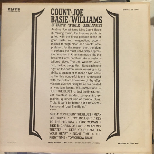 Count Basie / Joe Williams : Just The Blues (LP, Album, RE)