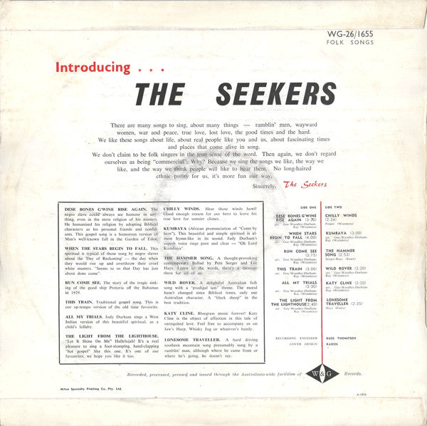 The Seekers : Introducing The Seekers (LP, Album, Yel)