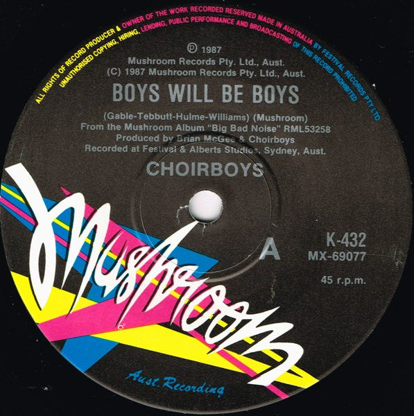 Choirboys : Boys Will Be Boys (7", Single, Pic)