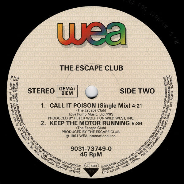 The Escape Club : Call It Poison (12")