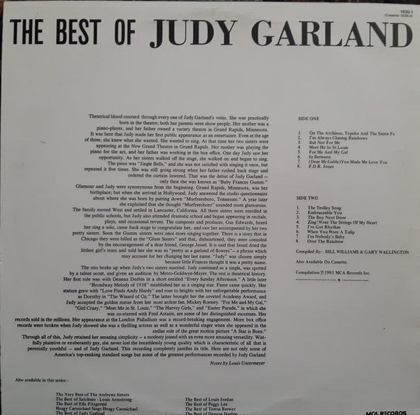 Judy Garland : Best Of Judy Garland (LP, Comp)
