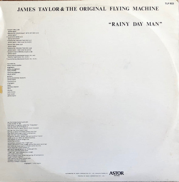 James Taylor (2) & The Flying Machine (2) : Rainy Day Man (LP, Album, RE)