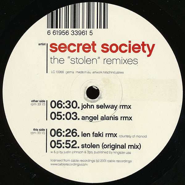 Secret Society (5) : The Stolen Remixes (12&quot;)