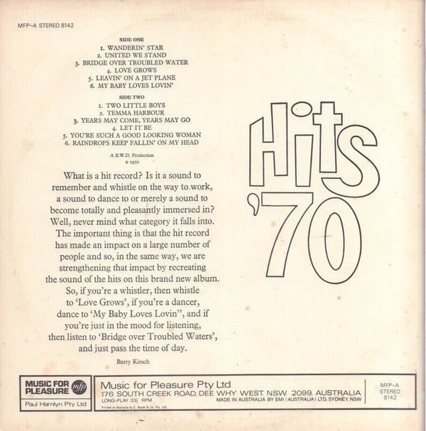 Unknown Artist : Hits ’70 (LP)
