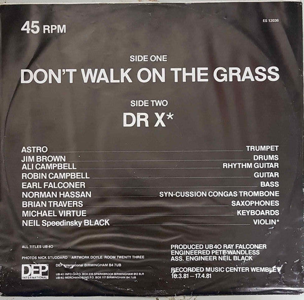 UB40 : Don't Walk On The Grass (12", Single)