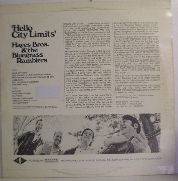Hayes Brothers And The Bluegrass Ramblers : 'Hello City Limits' (LP, Album)