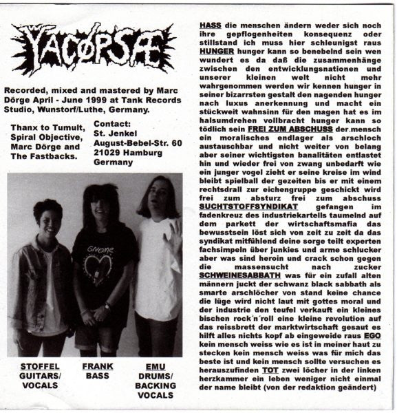 Yacøpsæ / Tumult : Yacøpsæ / Tumult (7")