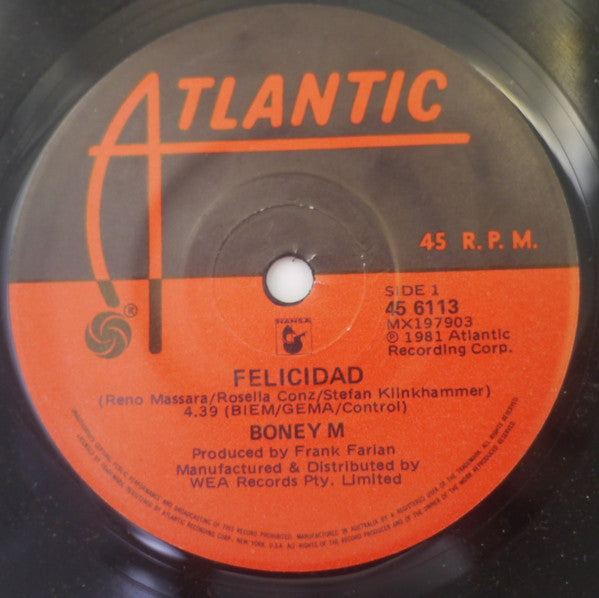 Boney M. : Felicidad  (7&quot;, Single)