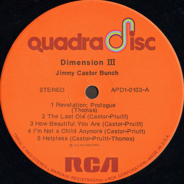 The Jimmy Castor Bunch : Dimension III (LP, Quad)