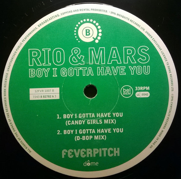 Rio & Mars : Boy I Gotta Have You (12")