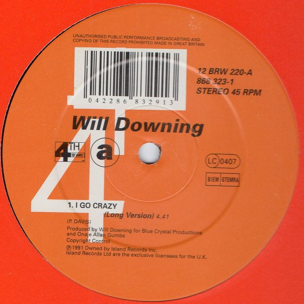 Will Downing : I Go Crazy (12&quot;, Single, Com)