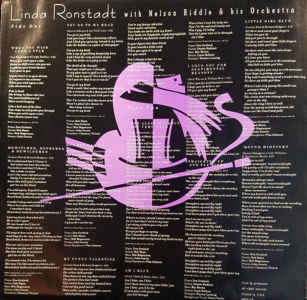 Linda Ronstadt With Nelson Riddle And His Orchestra : For Sentimental Reasons (LP, Album, Spe)