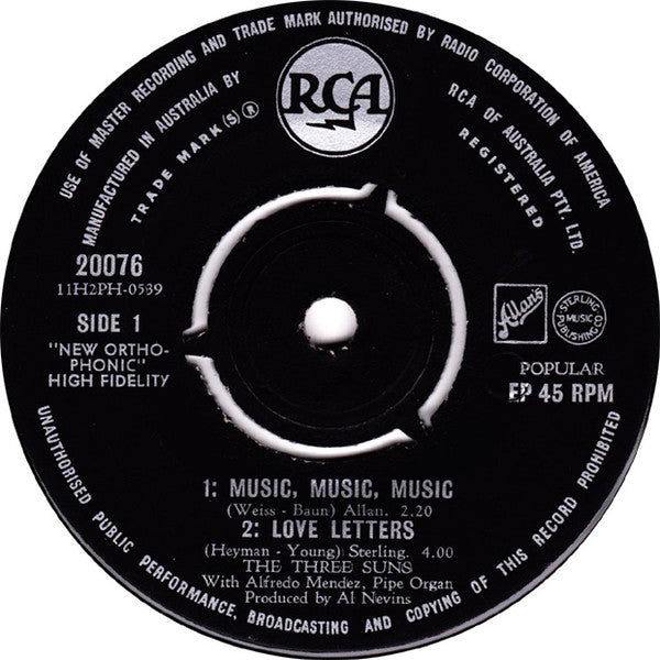 The Three Suns : The Things I Love In Hi-Fi (7", EP)