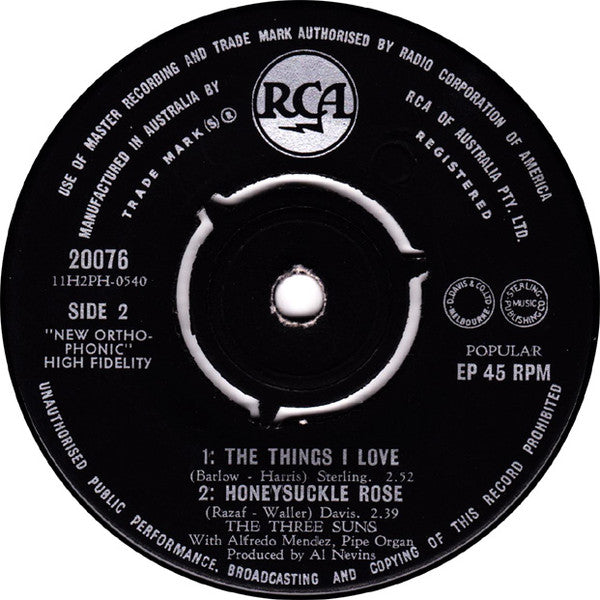 The Three Suns : The Things I Love In Hi-Fi (7", EP)