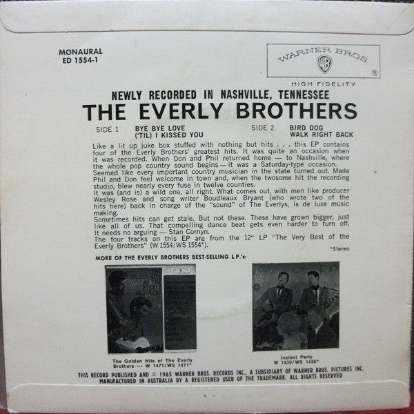 Everly Brothers : The Very Best Of The Everly Brothers (7", EP, Mono)