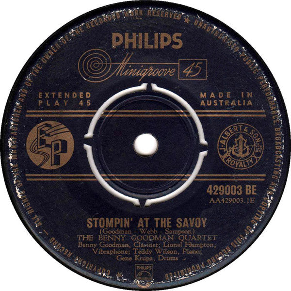 The Benny Goodman Quartet : Stompin' At The Savoy / Dizzy Spells (7", Single)
