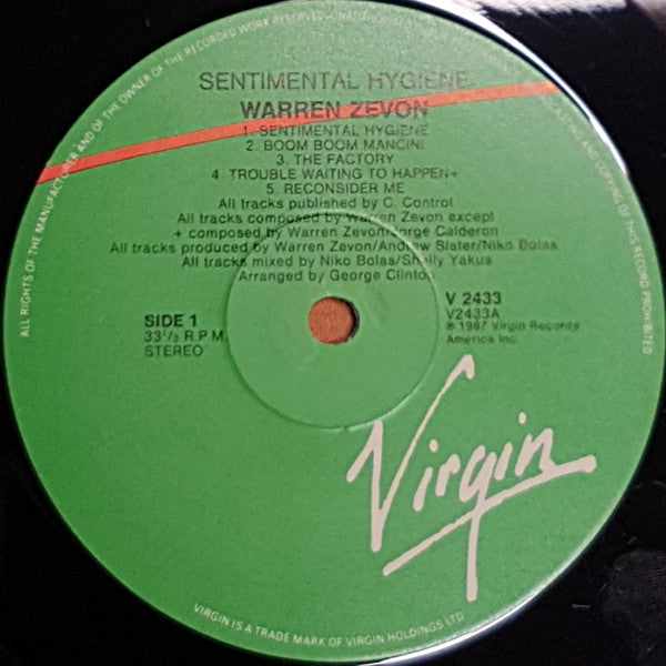 Warren Zevon : Sentimental Hygiene (LP, Album)