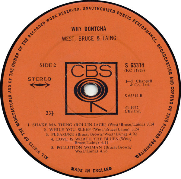 West, Bruce & Laing : Why Dontcha (LP, Album)