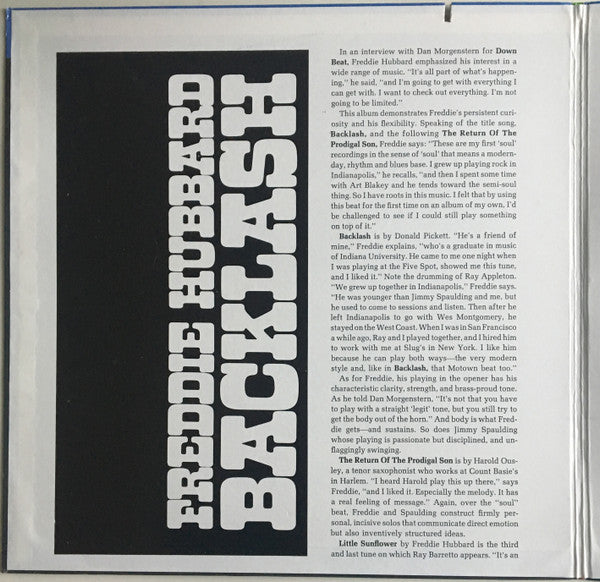 Freddie Hubbard : Backlash (LP, Album, RE, Gat)