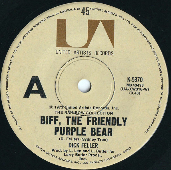 Dick Feller : Biff, The Friendly Purple Bear (7&quot;, Single)