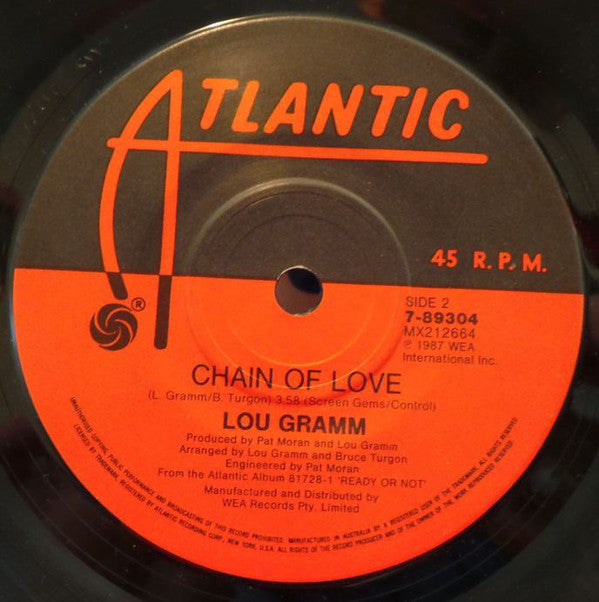 Lou Gramm : Midnight Blue (7", Single)