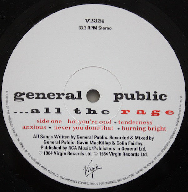 General Public : ...All The Rage (LP, Album)