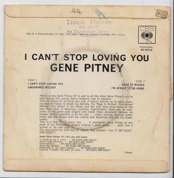 Gene Pitney : I Can't Stop Loving You (7", EP)