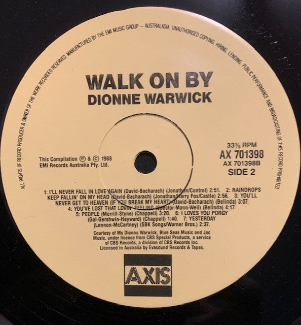 Dionne Warwick : Walk On By (LP, Comp)