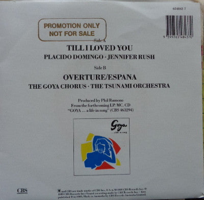 Placido Domingo • Jennifer Rush : Till I Loved You (7", Single, Promo)