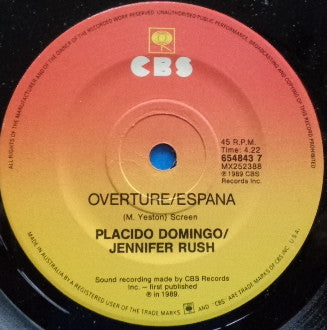 Placido Domingo • Jennifer Rush : Till I Loved You (7", Single, Promo)
