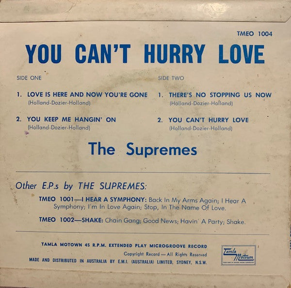 The Supremes : You Can't Hurry Love (7", EP)