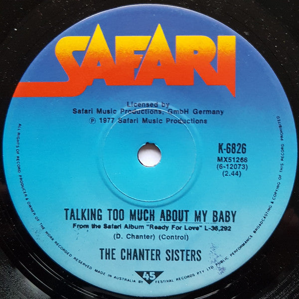 Chanter Sisters : Just Your Fool / Talking Too Much About My Baby (7", Single)