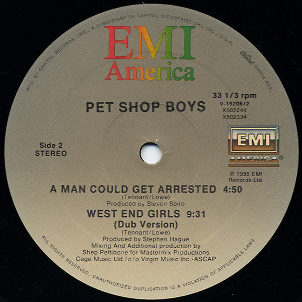 Pet Shop Boys : West End Girls (12", Single, Dan)