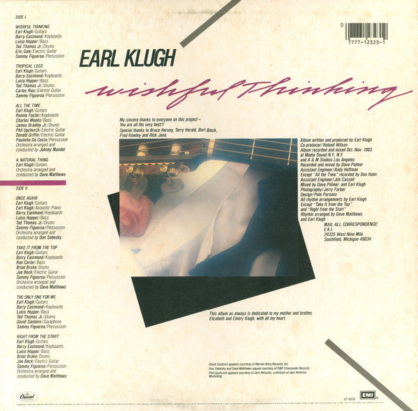 Earl Klugh : Wishful Thinking (LP, Album, Jac)