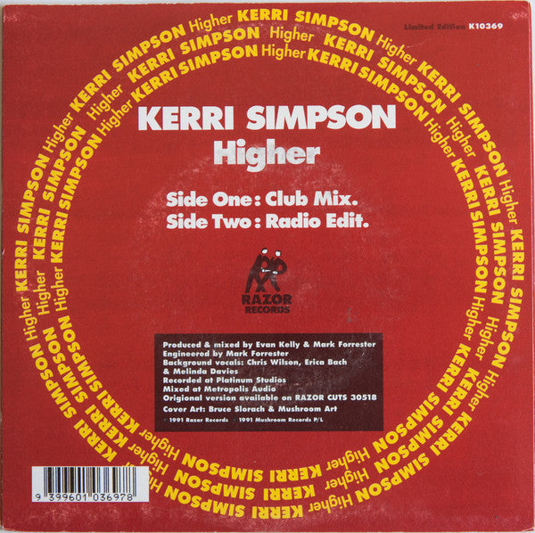 Kerri Simpson : Higher (Club Mix) (7", Single)