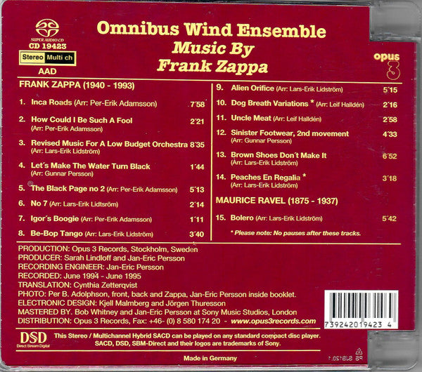 Omnibus Wind Ensemble : Music By Frank Zappa (SACD, Hybrid, Multichannel, Album, RE)